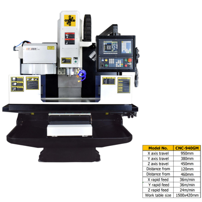 เครื่องตัดโลหะ CNC VMC Milling Machine 36m/Min X Rapid Feed 20-8000 Rpm/Min